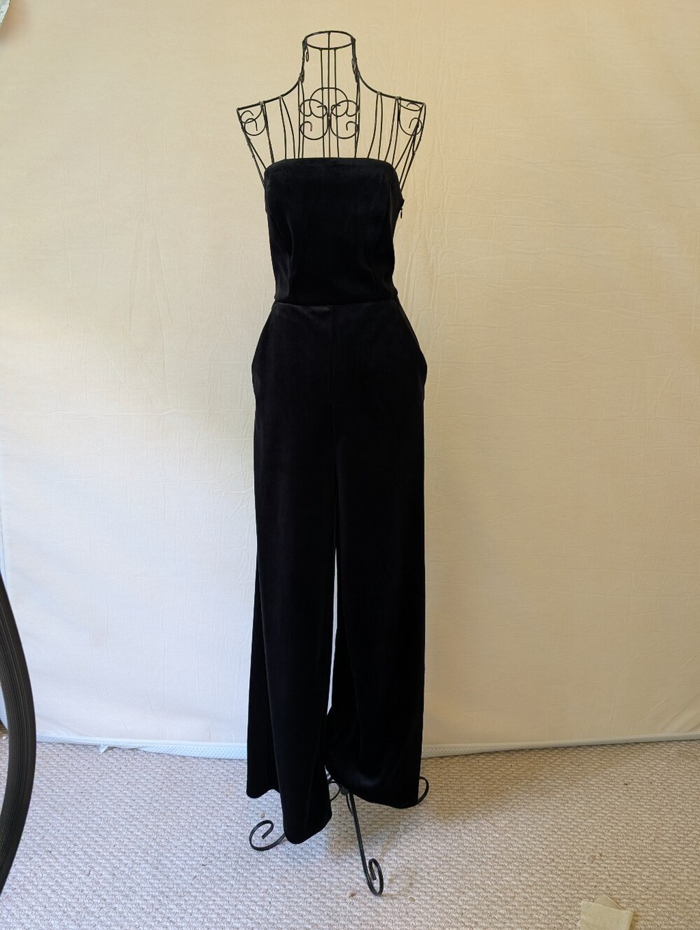 Black Velvet Pocket Jumpsuit